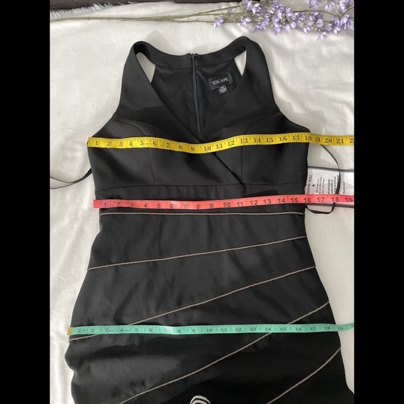 NWT XSCAPE Piped Mermaid Hem Hi Low Gown 10 Black - Picture 5 of 12